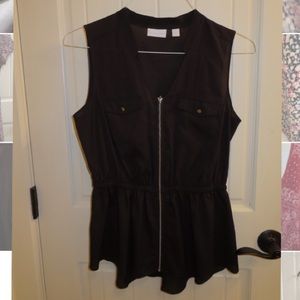 New York and Co black zip up blouse NEVER WORN